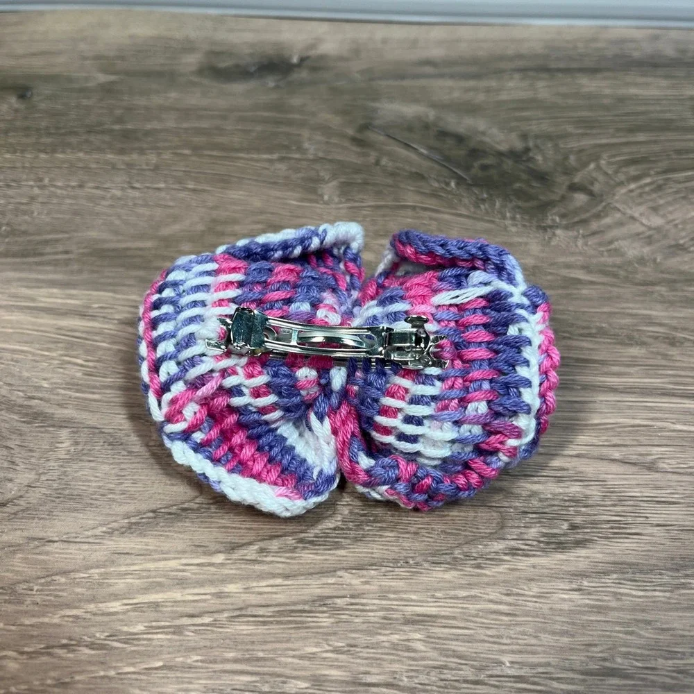 Kids Crochet Barrette & Headband Coral Twist Knot Set of 2